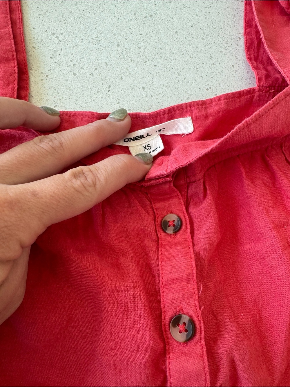 Red Ruffled Strap Button-Front Tank Top - Picture 2 of 2